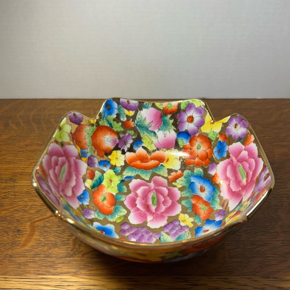 Asian Floral Multicolour Decorative Bowl